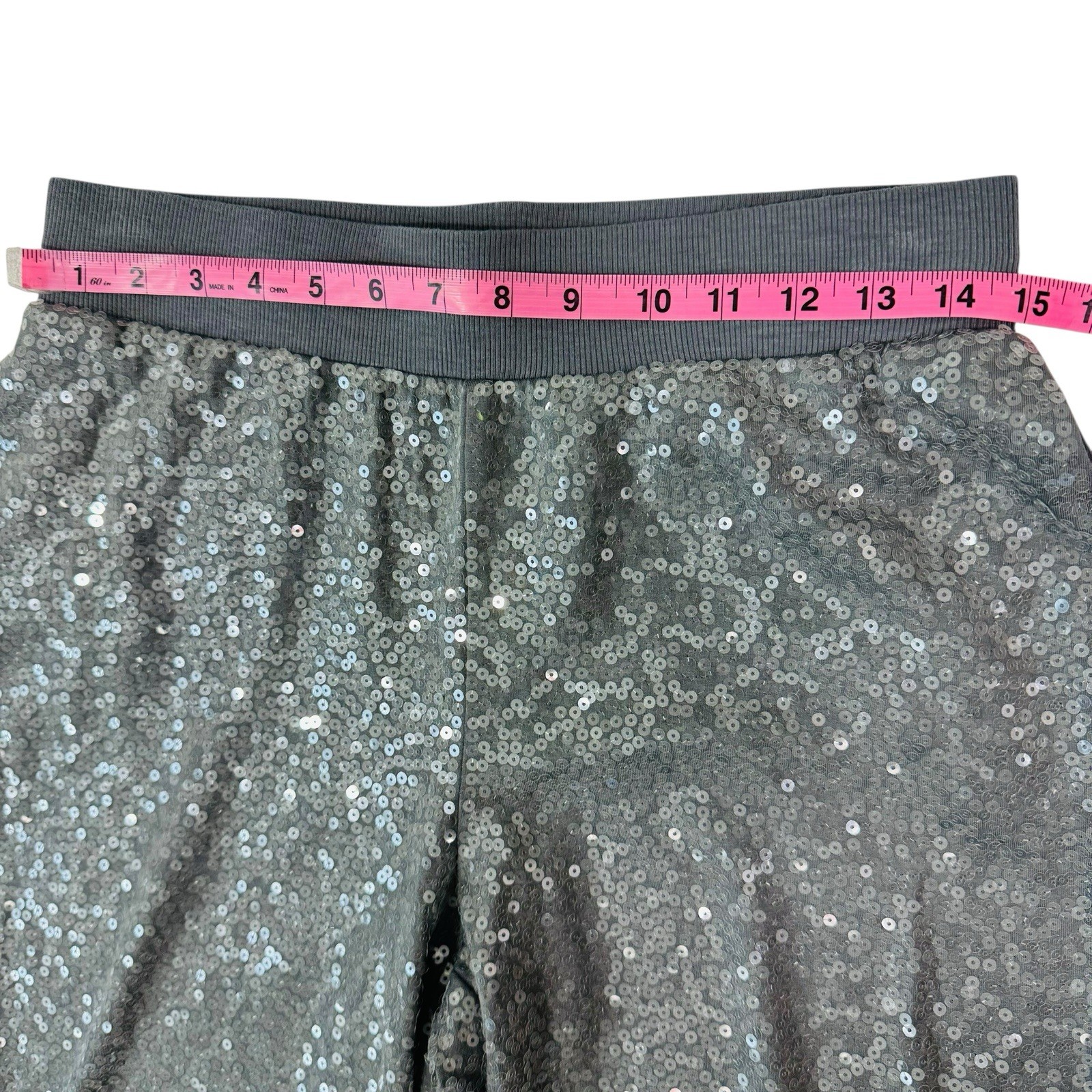 EXPRESS Gray Sequin High Waisted Pull On Trouser … - image 5