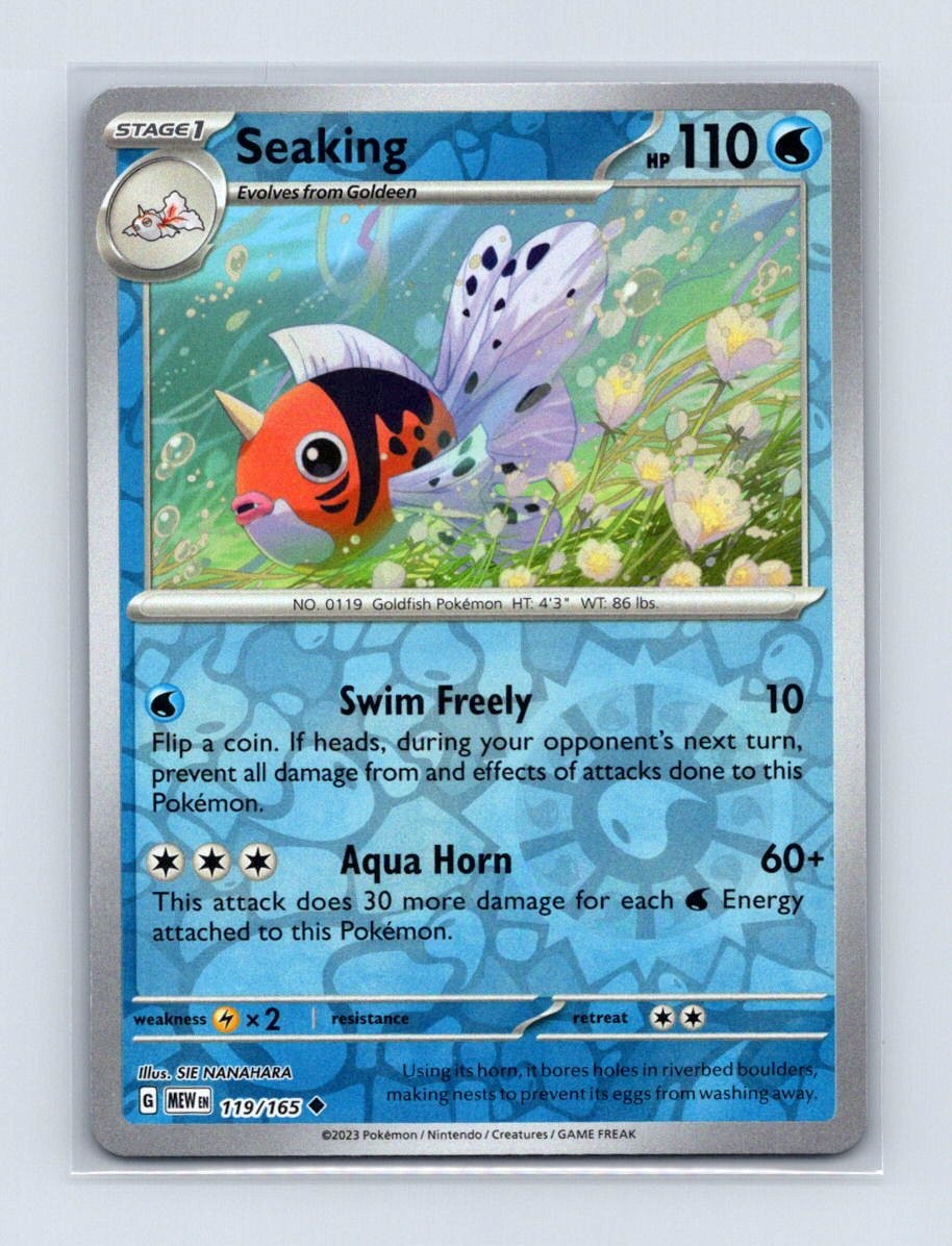 Seaking 119/165 Uncommon 151 Pokemon Reverse Holo Near Mint