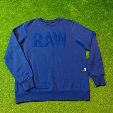 G-star Felpa Uomo Large Girocollo Blu Manica Lunga Pullover Casual Drip RAW