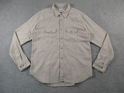 Corridor NYC Shirt Mens XL Cream Off White Pearl Snap Western