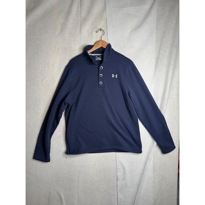 Under Armour ColdGear Storm1 Mens Large Navy Blue Fleece Snap Mock Neck Pullover