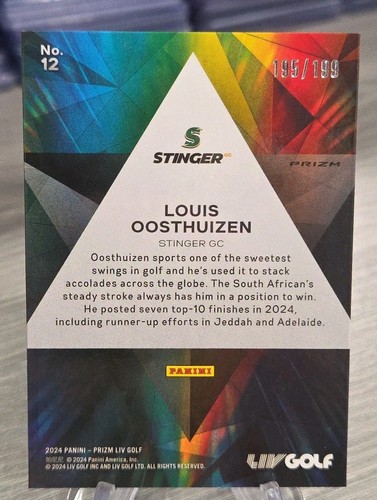 Louis Oosthuizen 2024 Panini Prizm Live Golf Prizmatic Steel /199 #12 Stinger - Bild 2 von 3