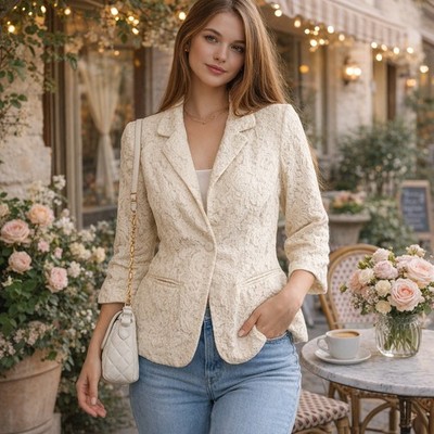Tart Collections Sz S Blazer Cream Lace Feminine Romantic Coquette Jacket