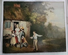 RARE Francis Wheatley. R.A. #3669 "Landscape With Figures"  18.25X22.25