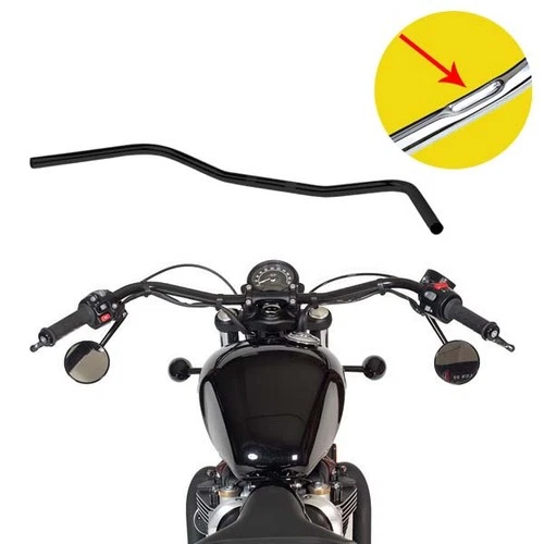 Highsider Pro OldStyle Beach Bar Handlebar 1"-25.4mm Dimpled Black Approved