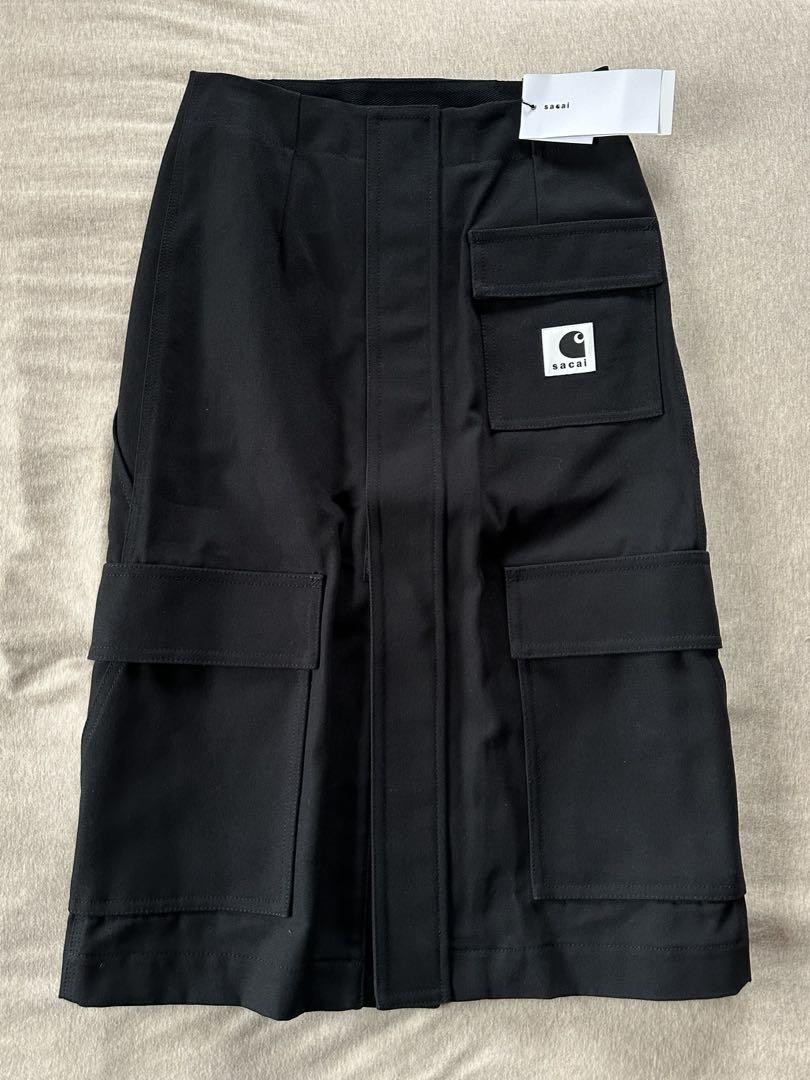 ✨美品✨24ss✨sacai× carhartt WIP✨Duck Skirt USED BLACK 1 NEW SACAI CARHARTT WIP DUCK SKIRT UNUSED M