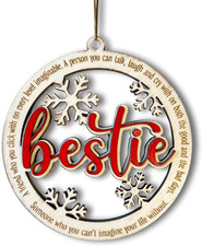 Bestie Christmas Ornament, Wooden Keepsake, Perfect Friendship Gift for BFF, Per