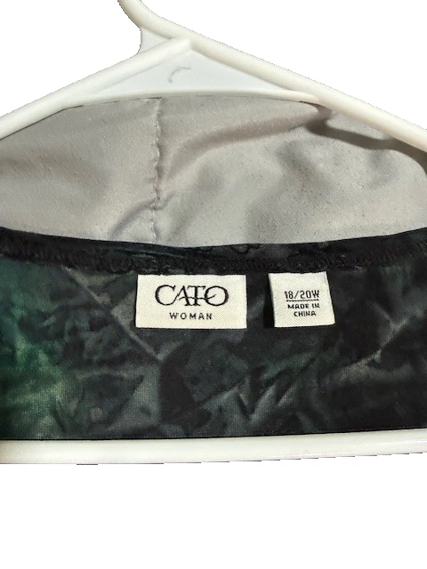Top túnica mujer talla 18W 20W 1X CATO verde negro damasco medallón busto recogido Foto 2 de 4