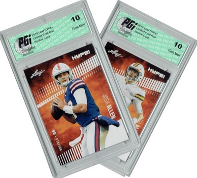 Josh Allen 2018 Leaf HYPE! #5 & 5A --2 Card Lot Buffalo Rookie Card PGI 10