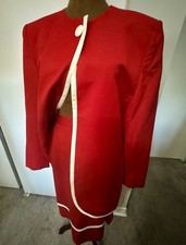 Vintage 80s Christian Dior Suit Skirt Jacket Red White Deadstock Sz 8 6 Medium