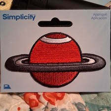 Simplicity Saturn Planet Applique Patch Red Black Stars Sky Theme