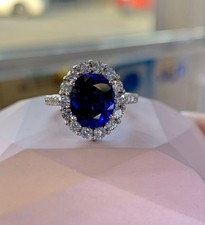 4.50  t Oval Cut Natural Sapphire Diamond wed...