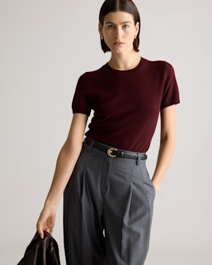 Quince Women Mongolian Cashmere Tee Red S