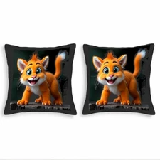 Set of 2 18x18in Throw Pillow Covers - Vibrant Orange Design for Couch Bed Car 