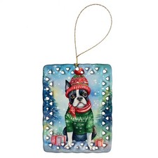 Caroline's Treasures Boston Terrier Christmas Porcelain Ornament DAC3382CO2