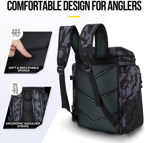 42L Fishing Backpack with Rod Holders & Tackle Box - Water-Resistant Gear Bag - Picture 6 of 7