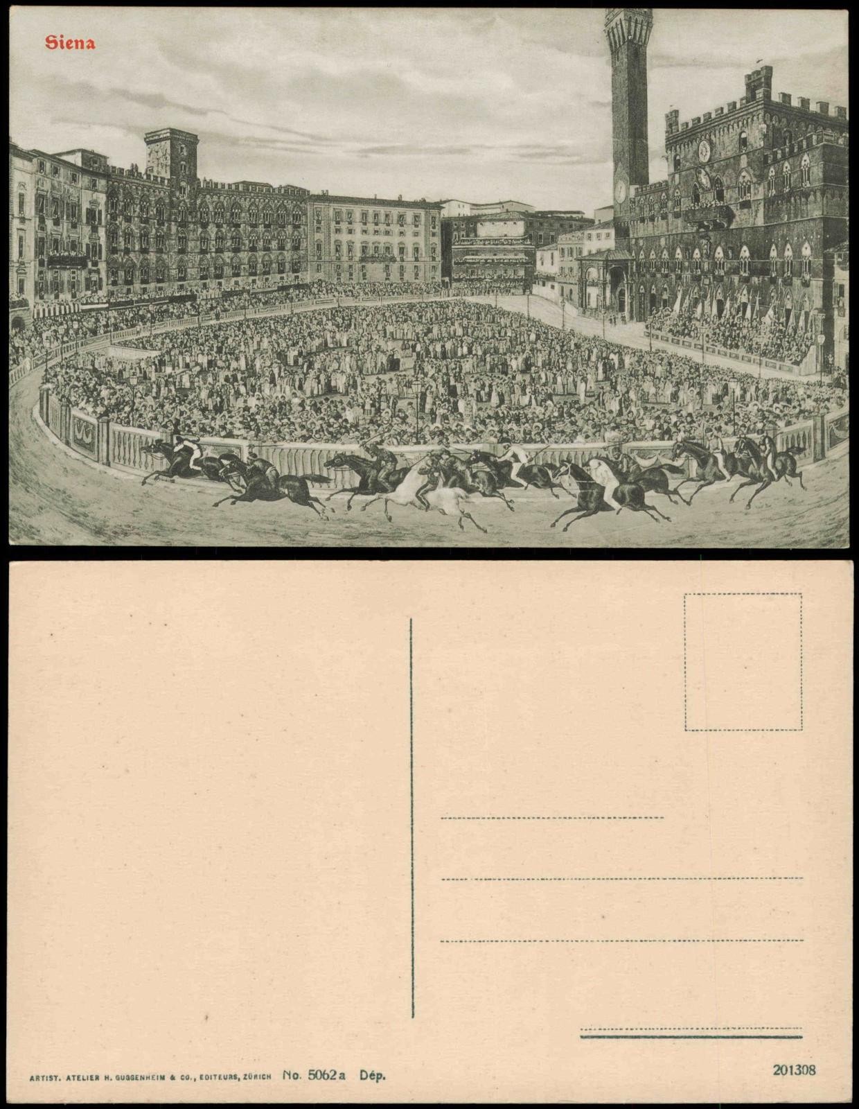 Cartoline Siena cartolina artistica corsa di cavalli 1912