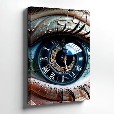 Wall Art Surreal Eye Clock Drawing Black White Pencil Sketch Studio House Decor