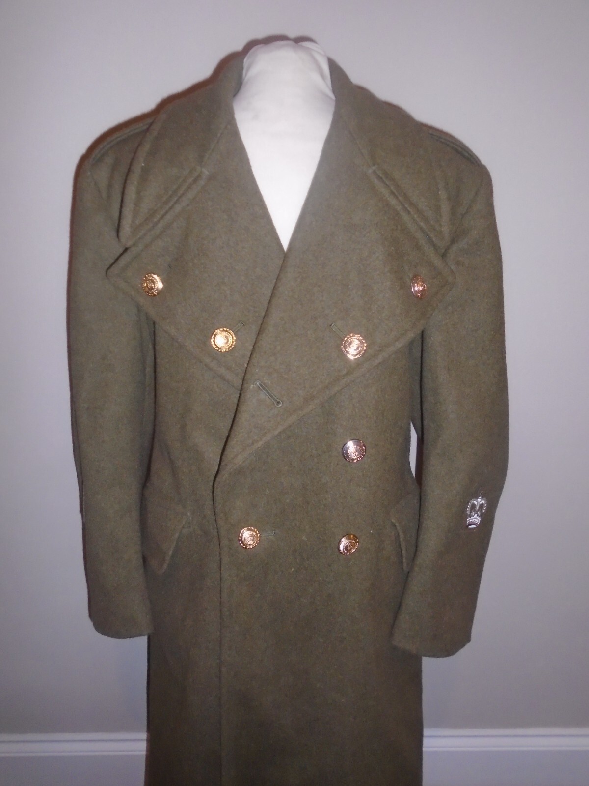 ROYAL LOGISTICS CORPS MENS KHAKI GREATCOAT CHEST 92CM HEIGHT 170CM BRITISH ARMY