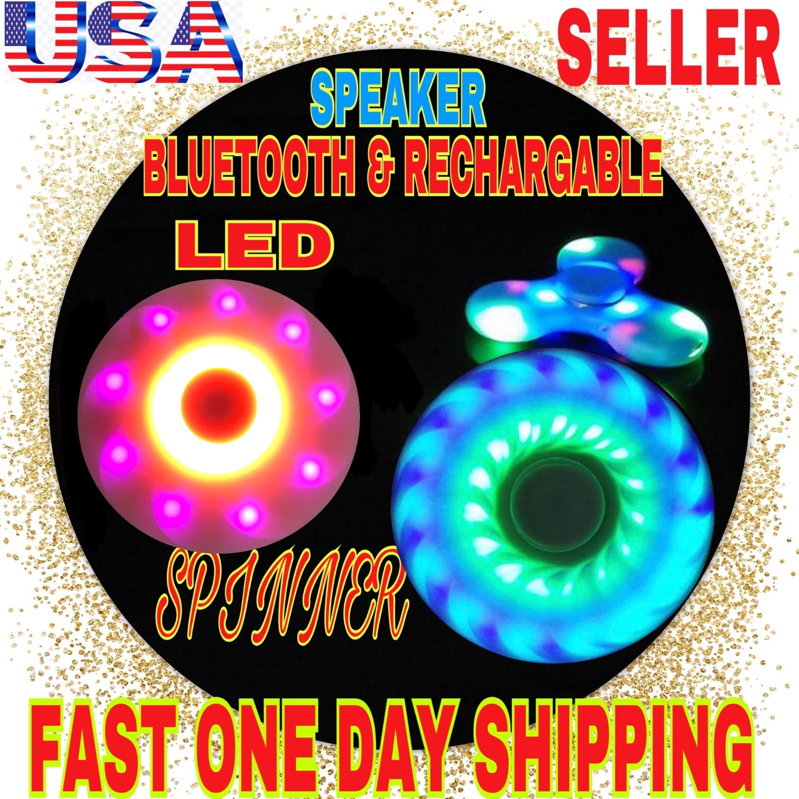 Bluetooth Speaker with LED Tri Spinner Fidget Rechargeable Christmas Gift Idea-image