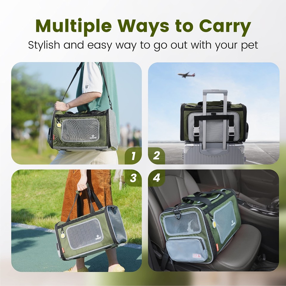 Pet Carrier, TSA Airline Approved Cat Carrier, Soft Sided Collapsible