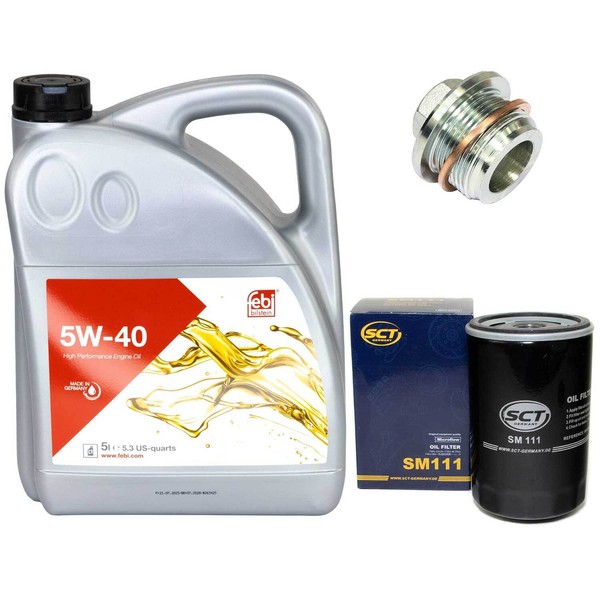 MotoröL Set 5W-40 5 Liter + ÖLfilter + Schraube FüR Audi 80 100 A6 A8 VW Golf-image