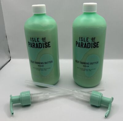 2 Isle Of Paradise Self Tanning Butter SHADE MEDIUM 16.9 Fl Oz New + Pump