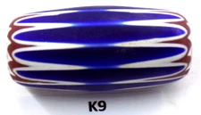 Cool Old Oval Antique Venetian Chevron Trade Bead African K9 Bg 73