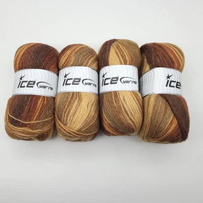 4 Skeins Angora Batik Ombre 100 g Browns Rust Tan #2 Fine Ice Yarns - Photo 1/4