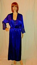 Vintage Oscar de la Renta Dress Slip Robe Purple Peignoir 1990s Lace Cut Work M