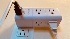USB Outlet Extender Surge Protector Multi Plug Outlet with Rotating Plug 3-Sided