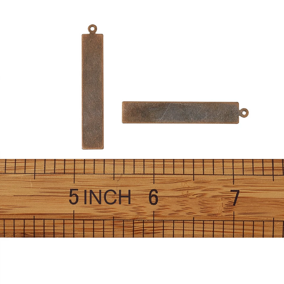 Colgantes de etiqueta rectangular de latón cobre rojo 10 piezas estampado liso dijes en blanco 41 mm Foto 3 de 4