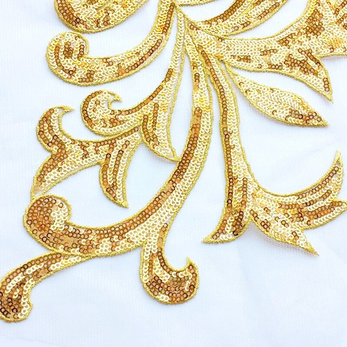 Sequin Lace Embroidered Patches Cloth Applique DIY Wedding Trims Sewing Craft - Picture 10 of 20