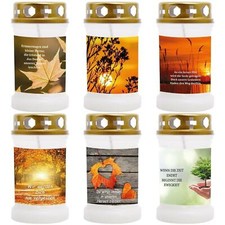 Świeca nagrobna Biała z motywem 48 godzin Światło nagrobne Świece nagrobne Dekoracja nagrobna Światła nagrobne