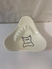 Vintage Triangle White Ceramic Advertising J & M Feeds Ashtray