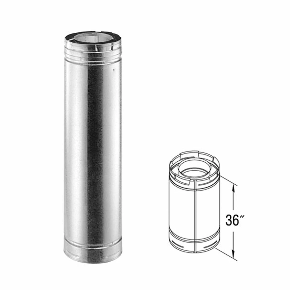 5u0026#034; x 8u0026#034; DirectVent Pro 36u0026#034; Galvanized Chimney Pipe -  58DVA-36 | eBay
