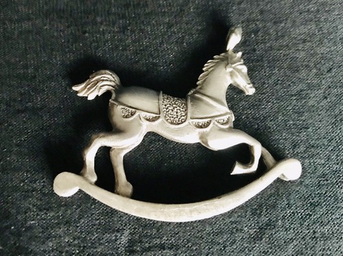 Pewter ROCKING HORSE Baby Gift Boy Girl Carousel Silver Metal Figure Figurine J - Picture 2 of 2