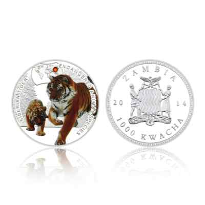 ZAMBIA 1000 KWACHA 2014 UNC SIBERIAN TIGER AND CUB,1 YEAR TYPE,NON