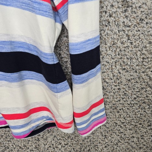 T by Talbots Top Womens LP Petite Large Mock Neck Quarter Zip Striped Casual - Picture 2 of 7