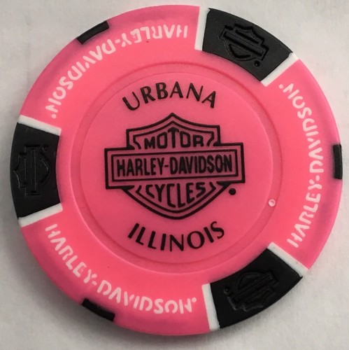 URBANA, IL ANDRAE'S HARLEY DAVIDSON POKER CHIP (PINK & BLACK) ILLINOIS - Picture 2 of 2