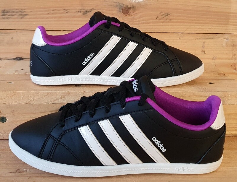 Adidas VS Coneo QT Low Leather Trainers UK4/US5.5/EU36.5 B74551  Black/Purple | eBay