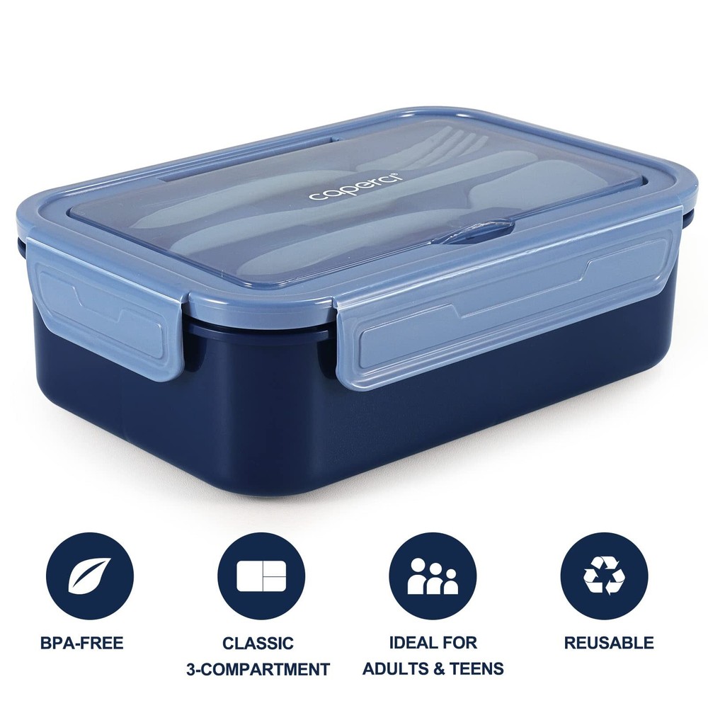 Leakproof Classic Bento Box for Adults & Older Kids - 47oz 3-Compartment Lunch Container