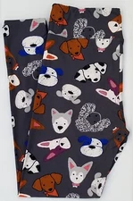 TC LuLaRoe Tall & Curvy Leggings Poodle Bulldog Dachshund Husky Dog on Gray R43