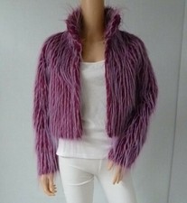 Y2k Fabulous Gas Pink Faux Long Fur Short Jacket Size S Clubbing Festival Rave