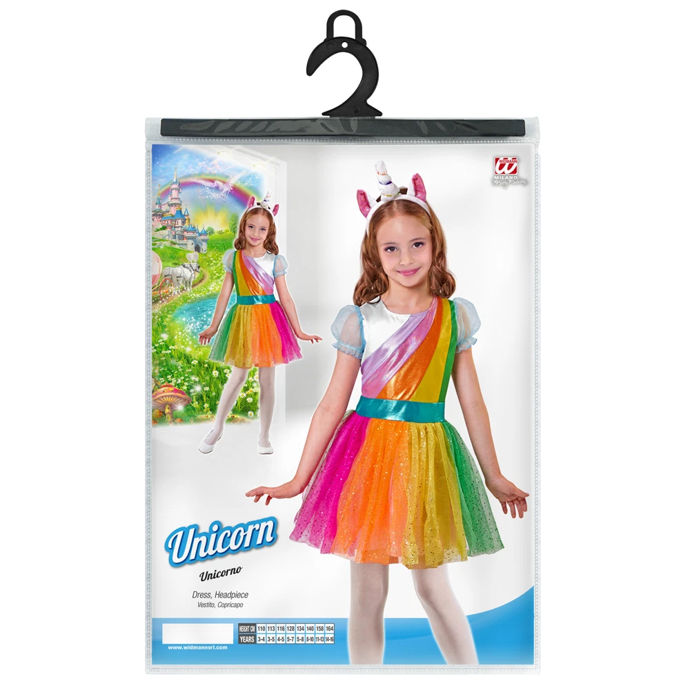 COSTUME VESTITO ABITO TRAVESTIMENTO CARNEVALE BAMBINA UNICORNO