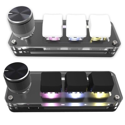 RGB 3 Keys Programming Macro Custom Knob Keyboard Copy Paste Mini Button Keypad