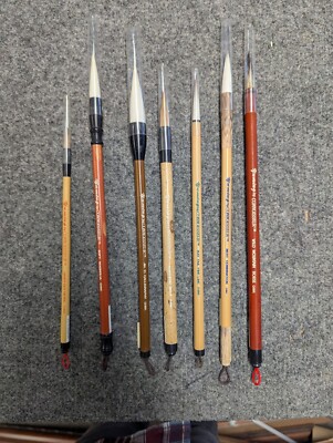 Yuming By Connoisseur Calligraphy Brushes Set Of 7 Different Styles/Sizes New