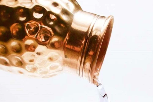 Pure Copper Water Bottle Handmade Hammered Finish Ayurvedic Health - Picture 3 of 4