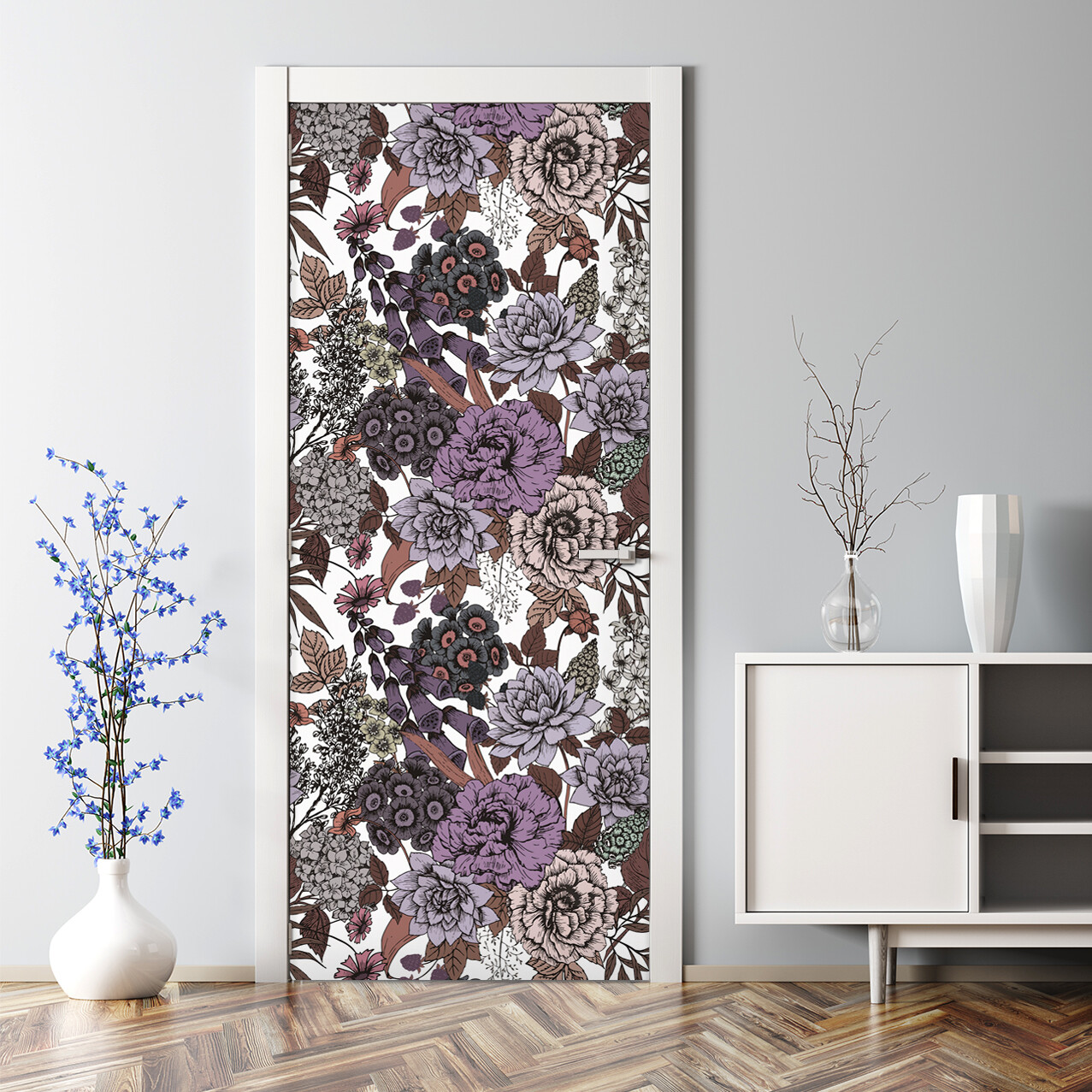 Nature Garden Bubble-Free Dark Repositionable Door Decal