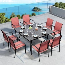 9 Piece Patio Dining Set Outdoor Furniture Set Table Chairs Set Textilene Chairs
